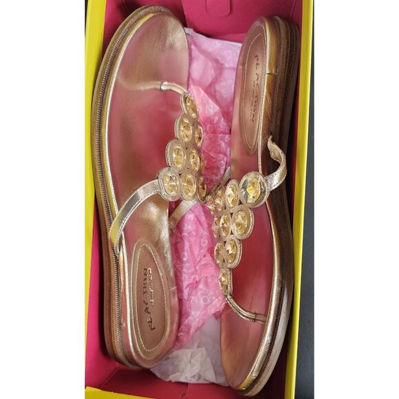 Kenneth Cole Reaction Champagne  metallic Jeweled Bling Sandals Women's Sz 9 Med - Picture 4 of 8